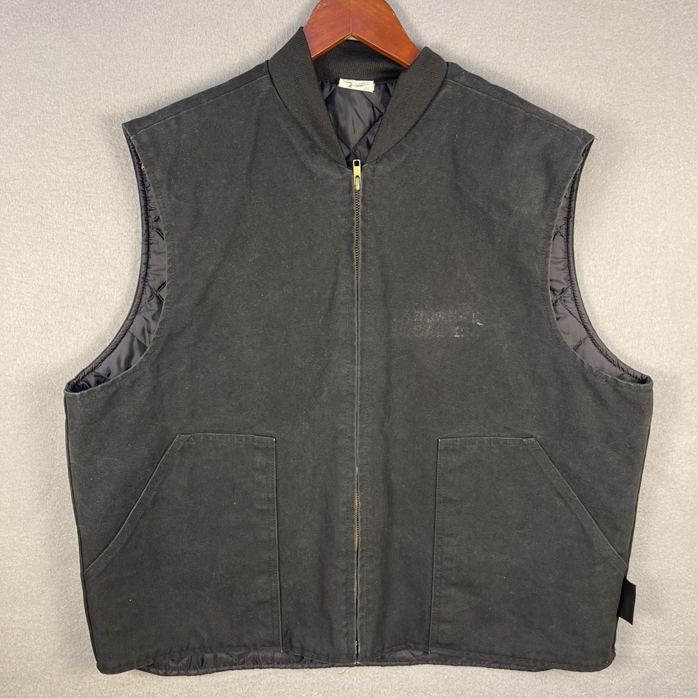 Vintage Union Line Vest Mens Large Blue Canvas Pockets Quilted Lining USA Made